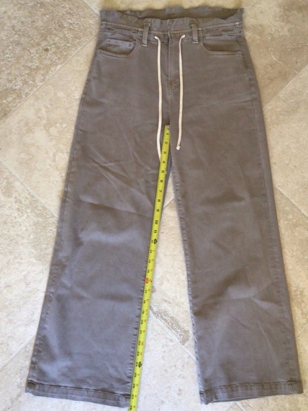 PAIGE Wide Leg Drawstring Pants in Taupe - Picture 9 of 9